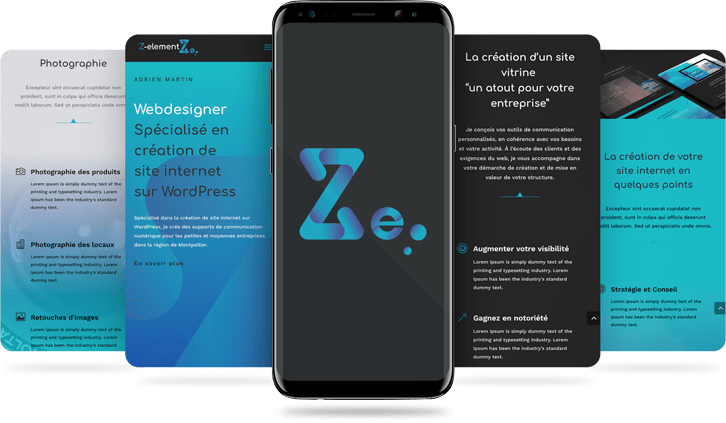 Mockup smartphone Ux design Z-element Création de site vitrine à Montpellier